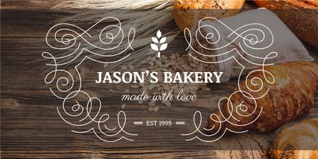 Bakery Offer with Fresh Croissants on Table Image Design Template