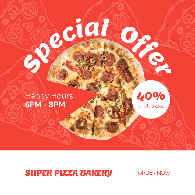  Special Offer Happy Hours for Tasty Pizza Instagram Design Template