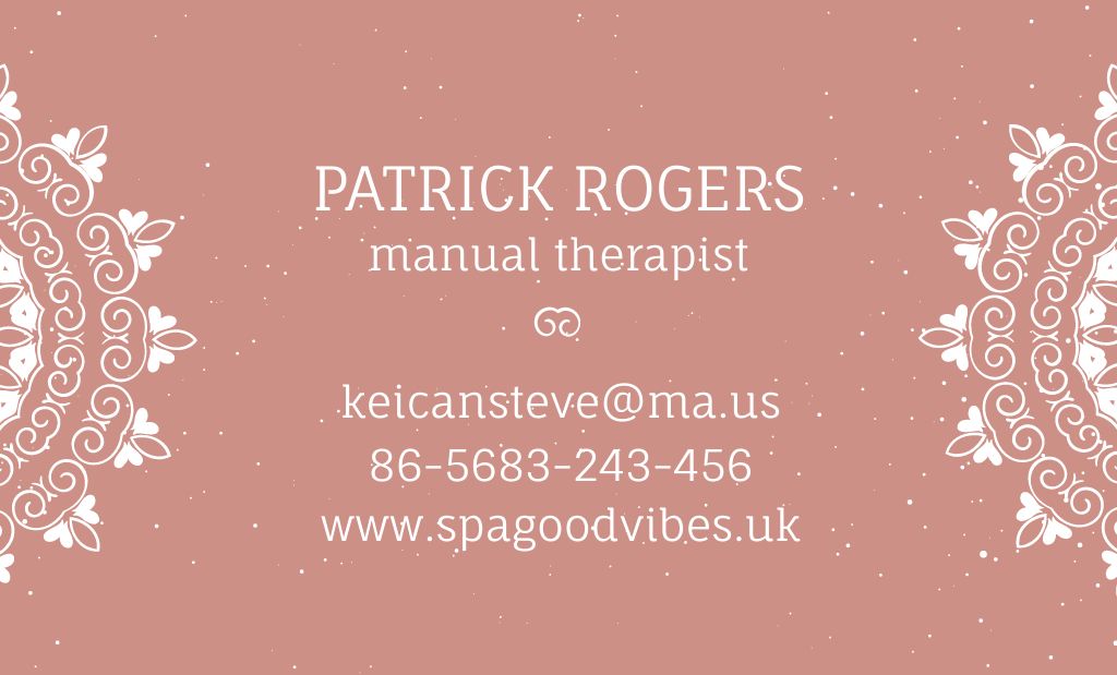 Offer of Manual Therapist Services Business Card 91x55mm Design Template