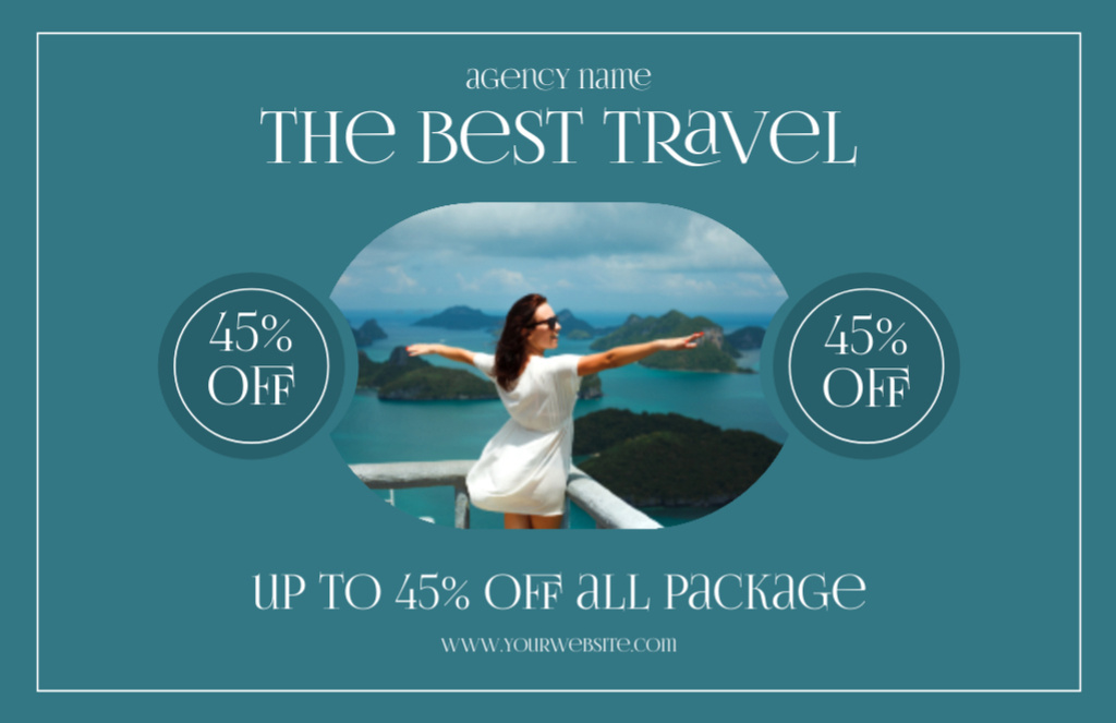 Discount on Best Travel Packages Thank You Card 5.5x8.5in – шаблон для дизайну