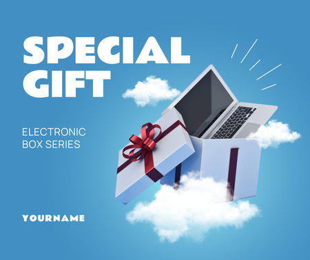 Electronics Gift Box Blue Facebook Design Template