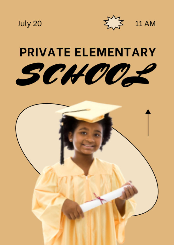Apply Announcement in Private Elementary School Flyer A6 Design Template