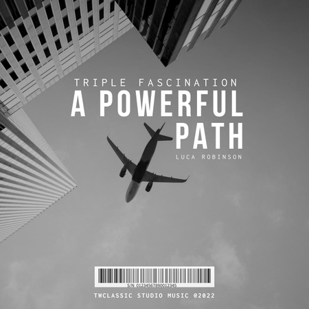 Template di design Paesaggio della città con l'aereo Album Cover