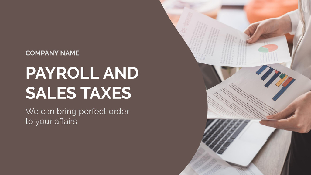 Template di design Payroll and Sales Taxes Services Title 1680x945px