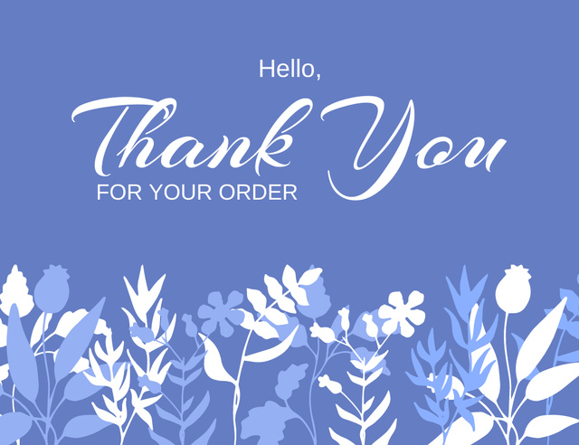Thank You Notification on Blue Thank You Card 5.5x4in Horizontal Design Template