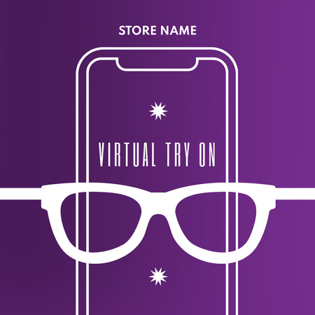 Ontwerpsjabloon van Animated Post van Nieuwe mobiele app met bril op paars