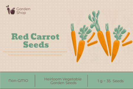 Red Carrot Seeds Ad Label Design Template