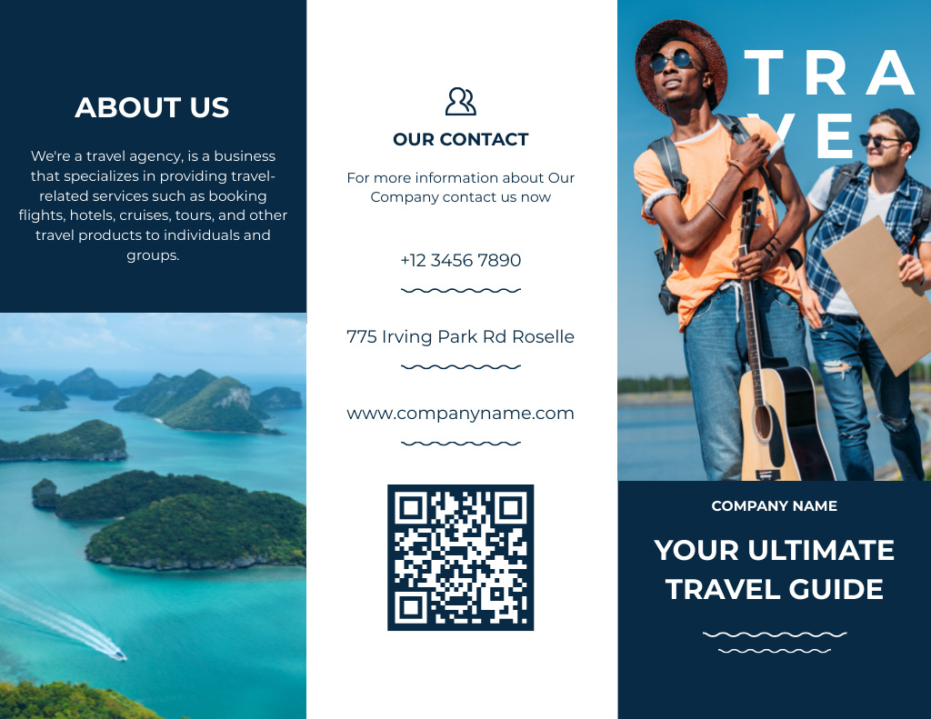 Travel Agency Services Offer with Exotic Islands Brochure 8.5x11in Šablona návrhu
