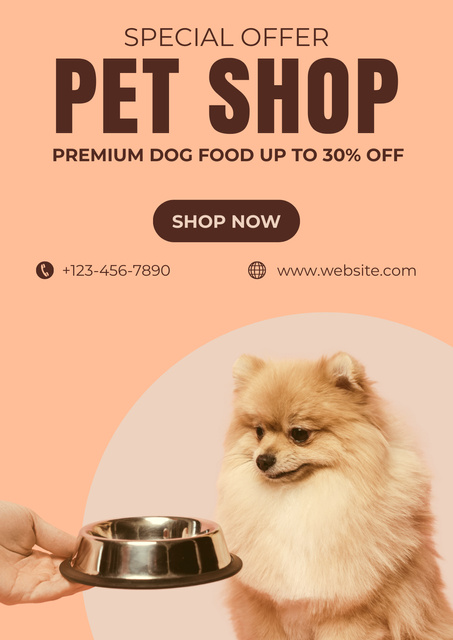Premium Dog Food in Pet Shop Poster Πρότυπο σχεδίασης