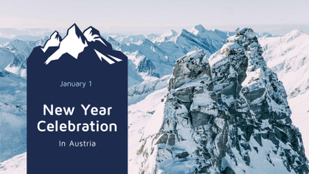Winter Tour Snowy Mountains View for New Year FB event cover Modelo de Design