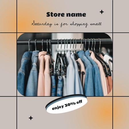 Ontwerpsjabloon van Instagram van Draag winkelpromotie met kleding op hanger