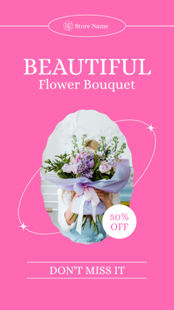 Kedvezmény a gyönyörű virágcsokrok árából Instagram Story tervezősablon