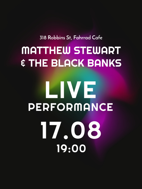 Live Performance Announcement Poster 36x48in Design Template
