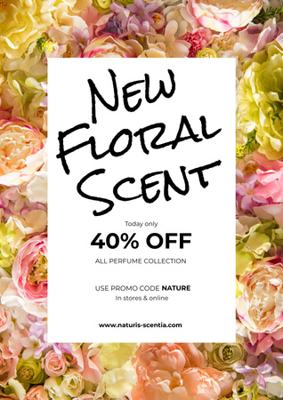 Perfume Offer with Flowers Poster Design Template