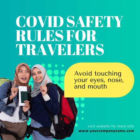 Safety Rules during Covid Pandemic for Travelers Instagram Design Template