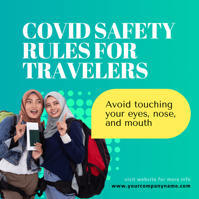 Safety Rules during Covid Pandemic for Travelers Instagram Tasarım Şablonu