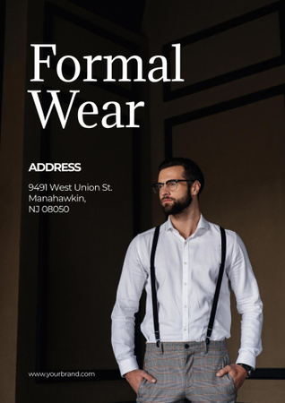 Formal Wear Store with Young Man Poster B2 Πρότυπο σχεδίασης