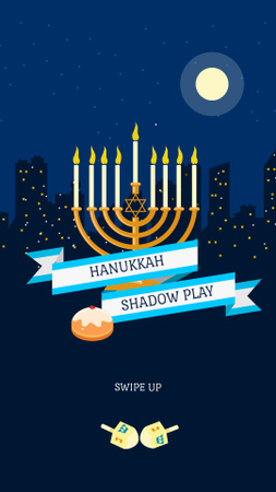 Hanukkah Event Announcement with Festive Menorah Instagram Story tervezősablon
