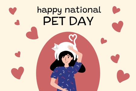 Happy National Pet Day Postcard 4x6in Šablona návrhu