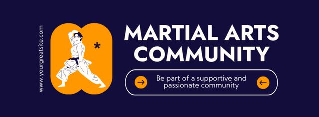 Martial Arts Community Ad with Illustration of Fighter Facebook cover Modelo de Design