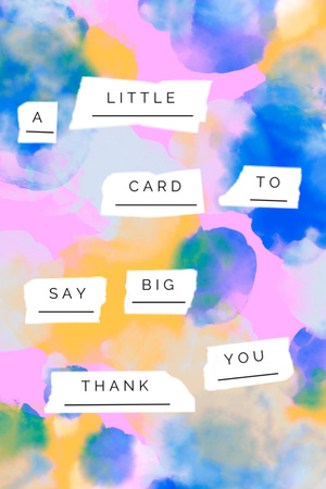 Thankful Phrase on Bright Watercolor Pattern Postcard 4x6in Vertical Design Template
