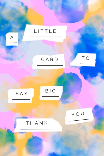 Thankful Phrase on Bright Watercolor Pattern Postcard 4x6in Vertical – шаблон для дизайну