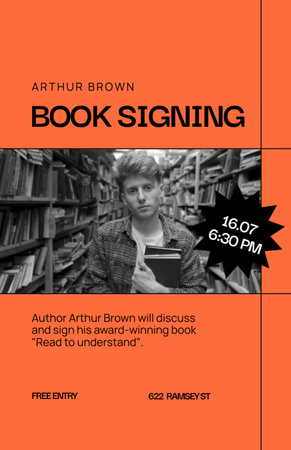 Book Signing Announcement Flyer 5.5x8.5in Design Template