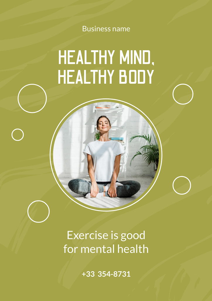 Template di design Young Woman on Meditation Poster