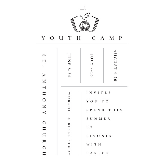 Ontwerpsjabloon van Instagram AD van Youth religion camp Promotion in white