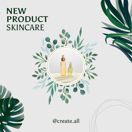 Designvorlage Neues Produkt-Hautpflegeangebot mit Aquarellzeichnung für Instagram