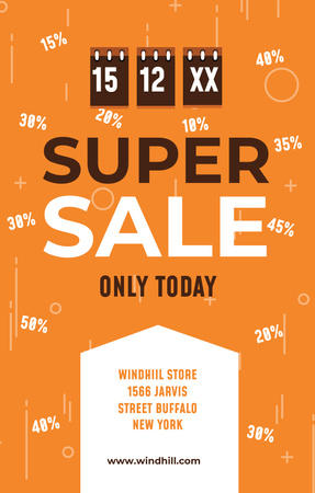 Store Sale Offer With Tags In Orange Invitation 4.6x7.2in Design Template