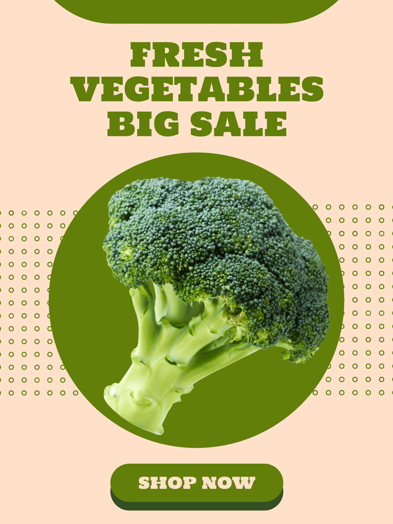 Grocery Store Promotion with Raw Broccoli Poster US Design Template