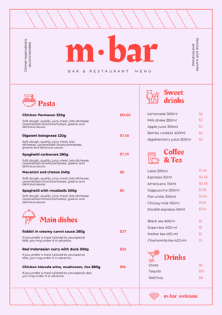 Bar Menu Announcement Menu Πρότυπο σχεδίασης