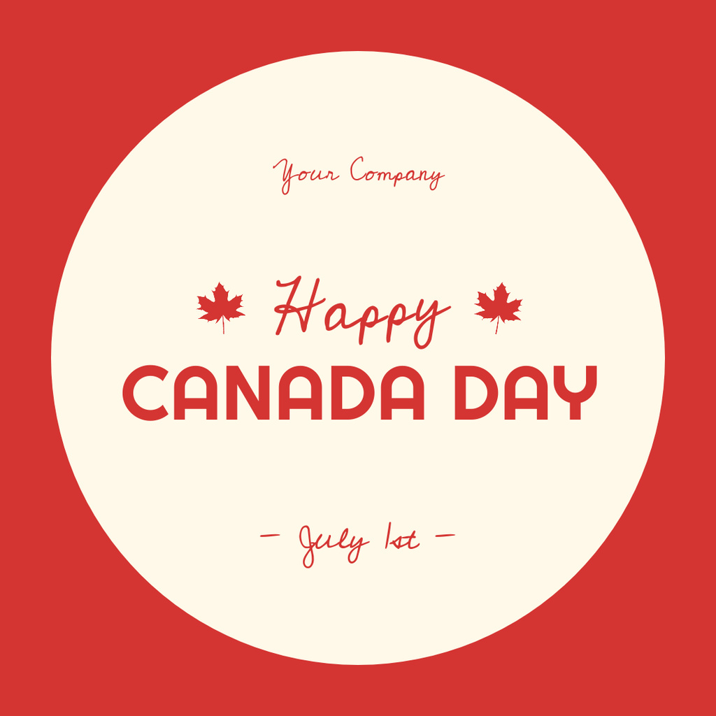 Designvorlage Handwritten Happy Canada Day Congratulations In Red für Instagram