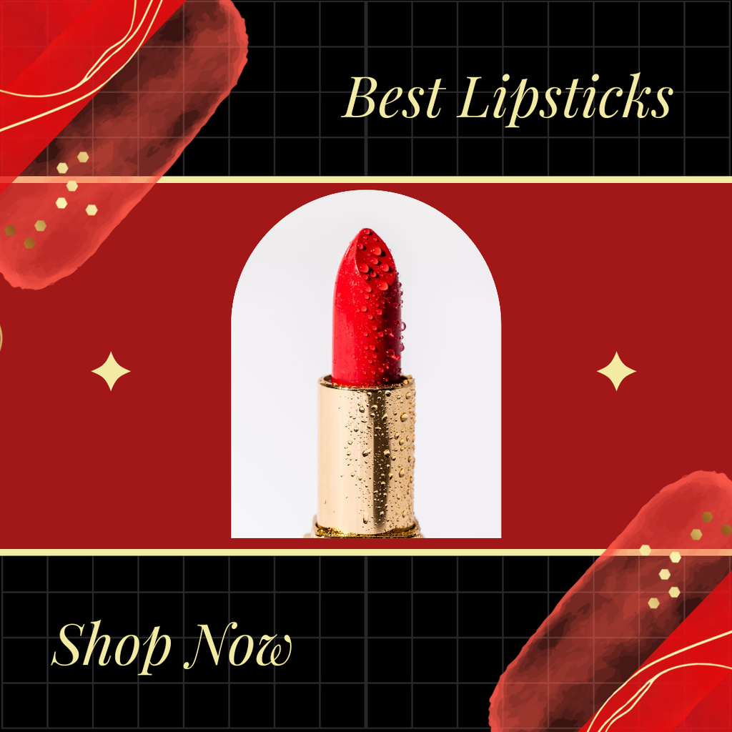 Cosmetics Sale with Red Lipstick Instagram tervezősablon
