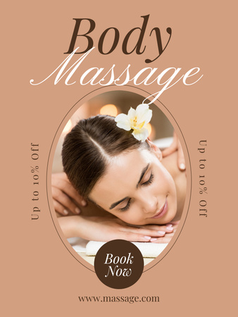 Body Massage Centre Offer on Beige Poster US Πρότυπο σχεδίασης