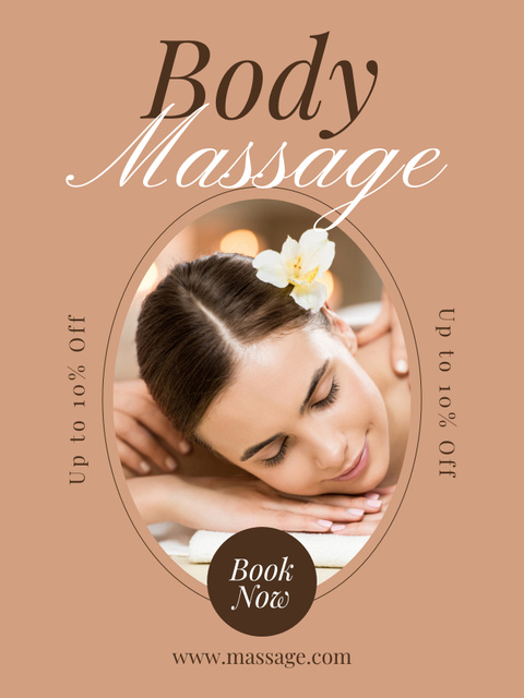 Body Massage Centre Offer on Beige Poster US Design Template