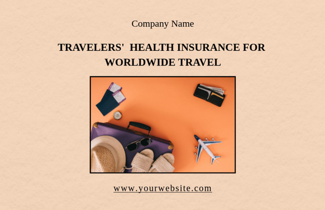 Travel Insurance Offer for Vacation on Beige Flyer 5.5x8.5in Horizontal Tasarım Şablonu
