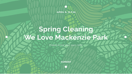 Spring Cleaning Event Invitation with Green Floral Texture Youtubeデザインテンプレート