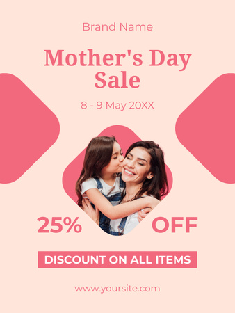 Modèle de visuel Vente de la fête des mères avec sa fille embrassant maman - Poster US