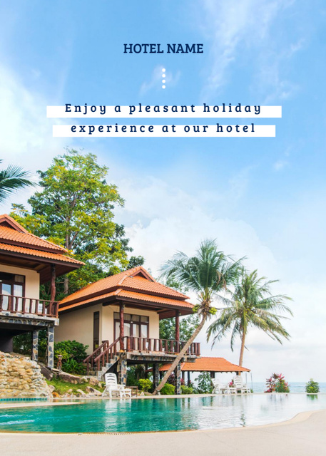 Ad of Luxury Tropical Hotel Postcard 5x7in Vertical Design Template
