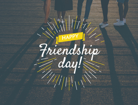 Friendship Day Greeting Young People Together Postcard 4.2x5.5in Design Template