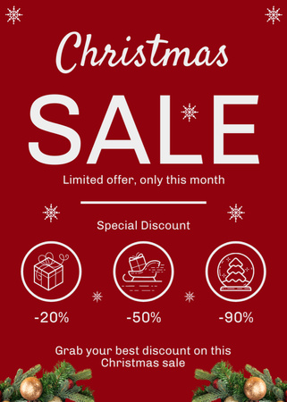 Ontwerpsjabloon van Flayer van Christmas Sale Limited Offer Red