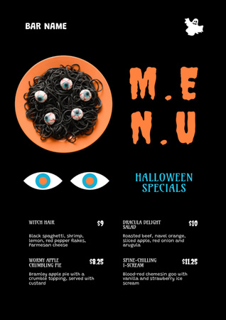 Ontwerpsjabloon van Menu van Creepy Dish on Halloween 