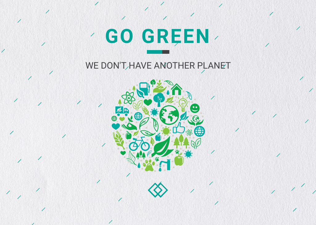 Szablon projektu Ecology Concept with Cute Green Nature Icons Flyer A6 Horizontal