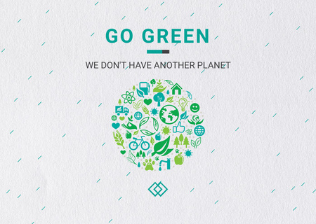 Plantilla de diseño de Concepto de ecología con lindos iconos de naturaleza verde Flyer A6 Horizontal 