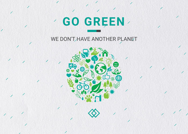Ecology Concept with Cute Green Nature Icons Flyer A6 Horizontal Šablona návrhu
