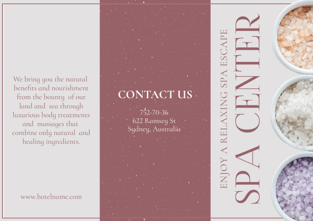 Spa Service Offer with Aromatic Salts Brochure Πρότυπο σχεδίασης