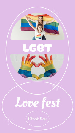Designvorlage Liebesfest für alle mit bunten Händen für Instagram Story