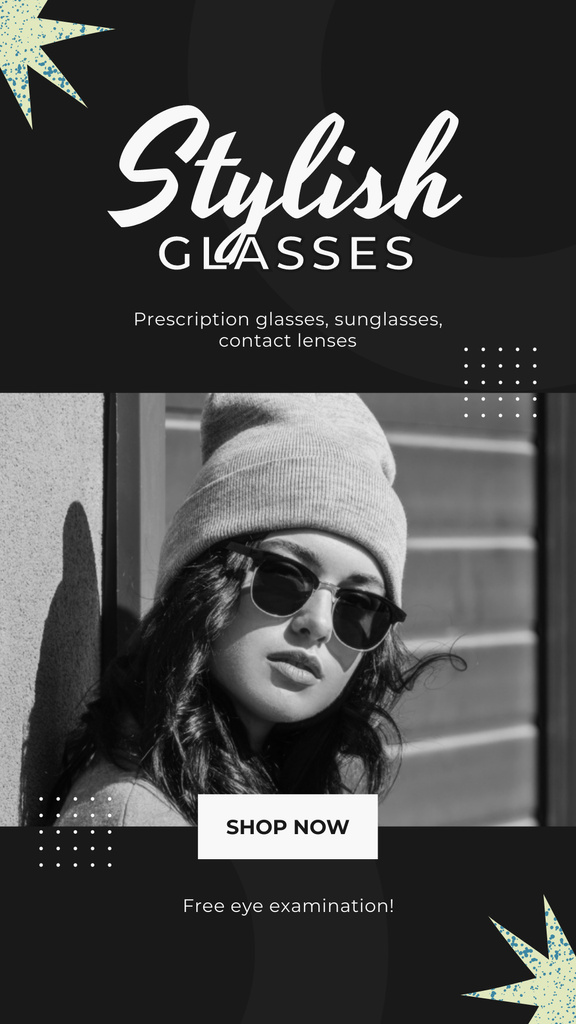 Designvorlage Stylish Glasses Offer for Young Women für Instagram Story